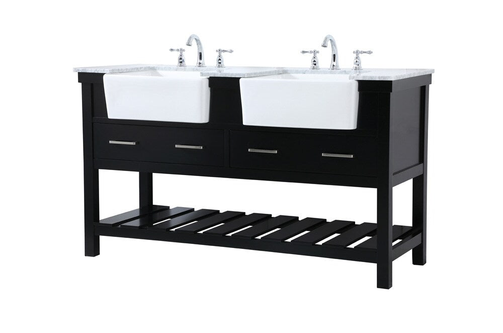 Elegant Furniture & Lighting - Clement 60 inch double bathroom vanity in black - VF60160DBK veiw 8