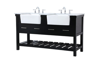 Elegant Furniture & Lighting - Clement 60 inch double bathroom vanity in black - VF60160DBK veiw 8