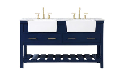Elegant Furniture & Lighting - Clement 60 inch double bathroom vanity in blue - VF60160DBL veiw 1