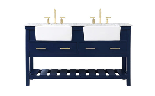 Elegant Furniture & Lighting - Clement 60 inch double bathroom vanity in blue - VF60160DBL veiw 1