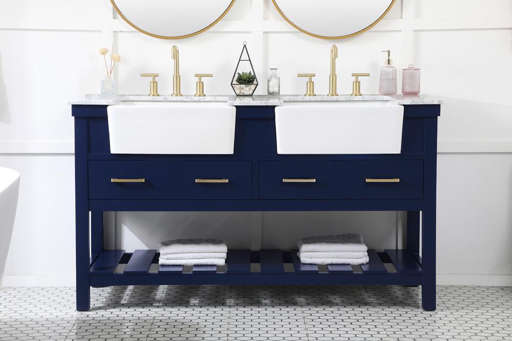 Elegant Furniture & Lighting - Clement 60 inch double bathroom vanity in blue - VF60160DBL veiw 2