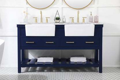 Elegant Furniture & Lighting - Clement 60 inch double bathroom vanity in blue - VF60160DBL veiw 2