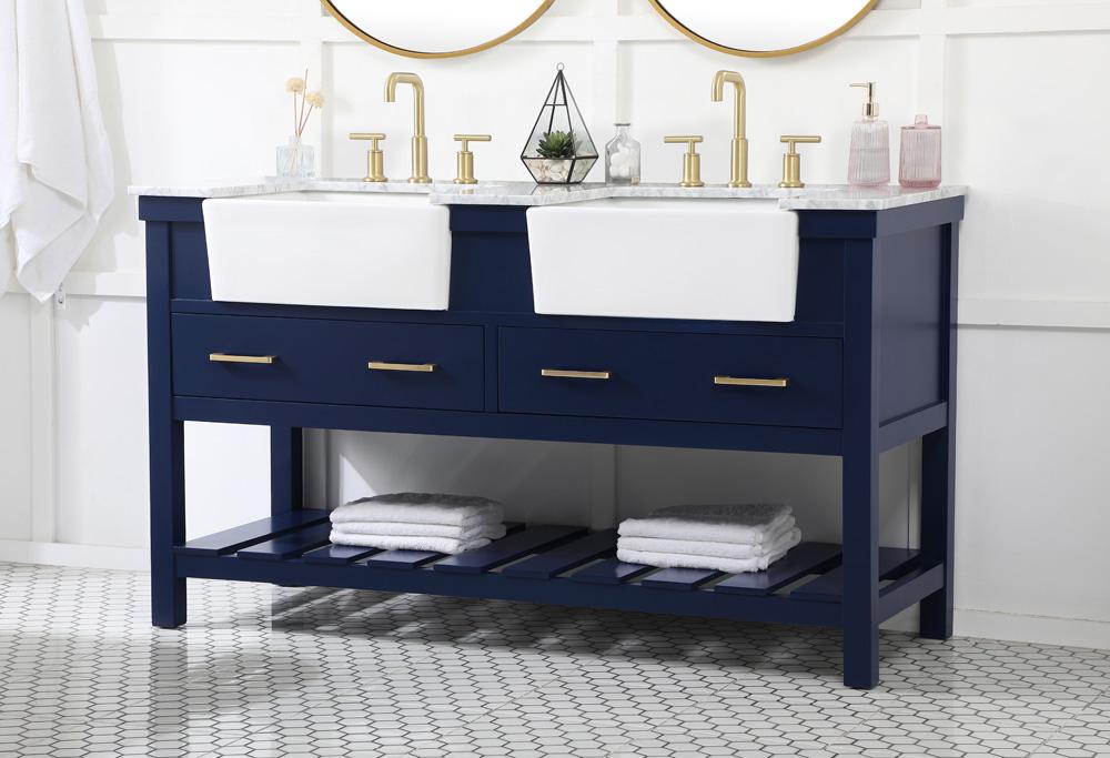 Elegant Furniture & Lighting - Clement 60 inch double bathroom vanity in blue - VF60160DBL veiw 3