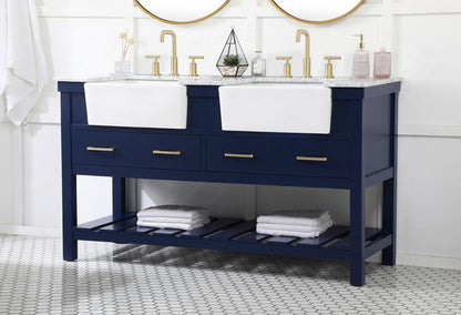 Elegant Furniture & Lighting - Clement 60 inch double bathroom vanity in blue - VF60160DBL veiw 3