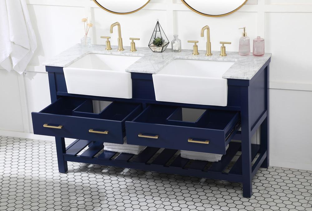 Elegant Furniture & Lighting - Clement 60 inch double bathroom vanity in blue - VF60160DBL veiw 4
