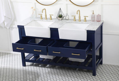 Elegant Furniture & Lighting - Clement 60 inch double bathroom vanity in blue - VF60160DBL veiw 4