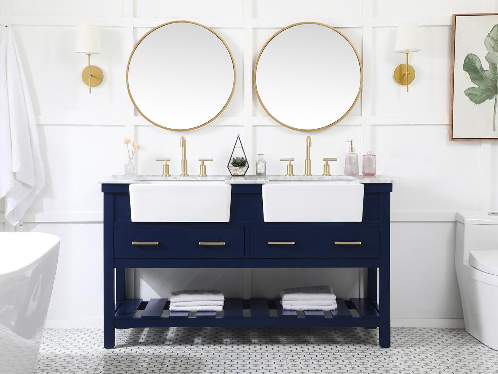 Elegant Furniture & Lighting - Clement 60 inch double bathroom vanity in blue - VF60160DBL veiw 5