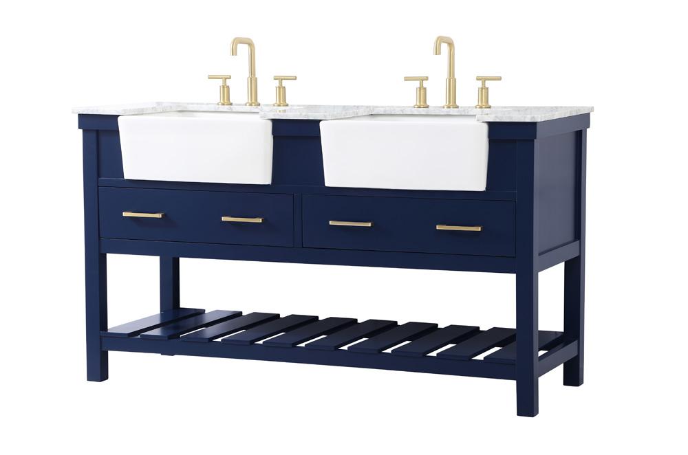 Elegant Furniture & Lighting - Clement 60 inch double bathroom vanity in blue - VF60160DBL veiw 8