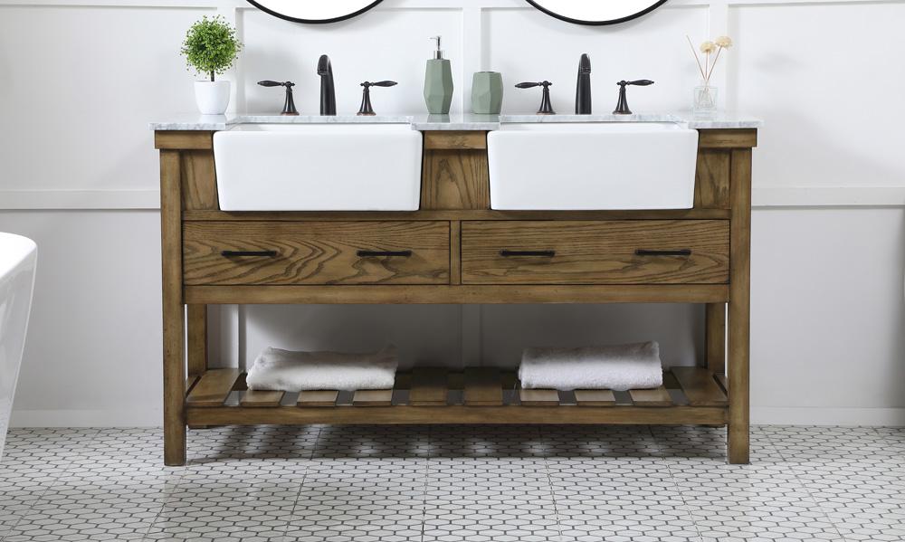 Elegant Furniture & Lighting - Clement 60 inch double bathroom vanity in driftwood - VF60160DDW veiw 2