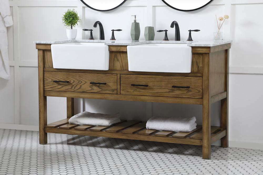 Elegant Furniture & Lighting - Clement 60 inch double bathroom vanity in driftwood - VF60160DDW veiw 3