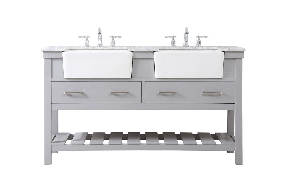 Elegant Furniture & Lighting - Clement 60 inch double bathroom vanity in grey - VF60160DGR veiw 1