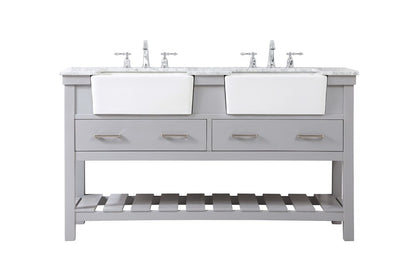 Elegant Furniture & Lighting - Clement 60 inch double bathroom vanity in grey - VF60160DGR veiw 1