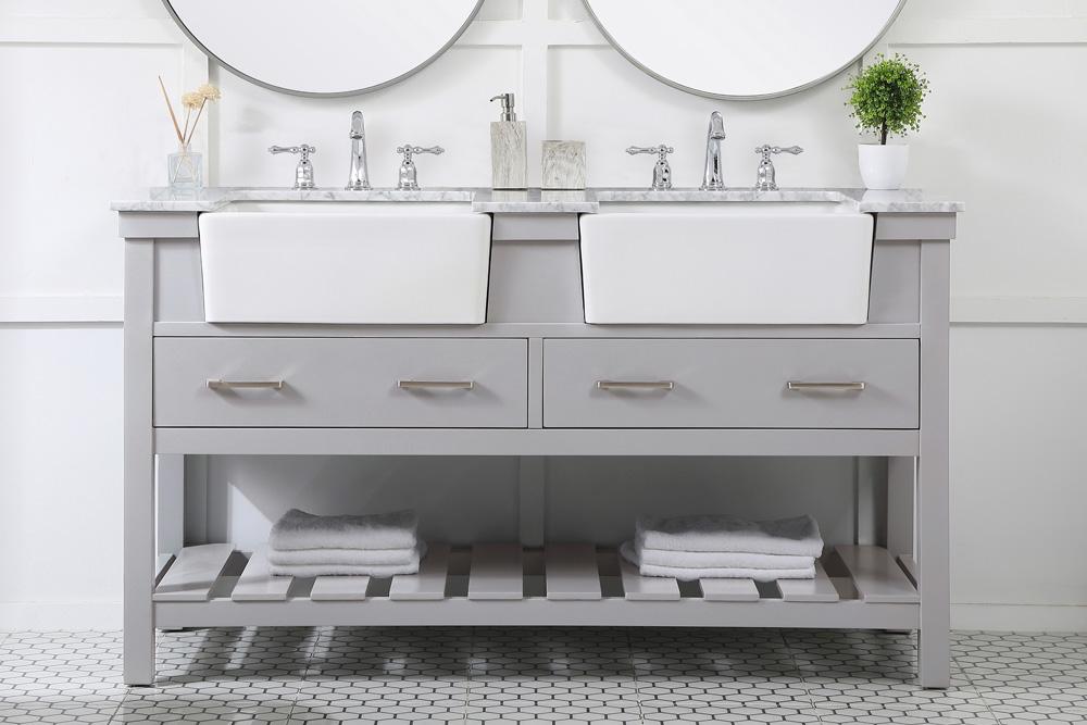 Elegant Furniture & Lighting - Clement 60 inch double bathroom vanity in grey - VF60160DGR veiw 2