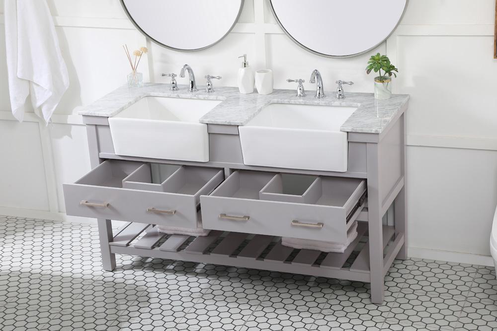 Elegant Furniture & Lighting - Clement 60 inch double bathroom vanity in grey - VF60160DGR veiw 4