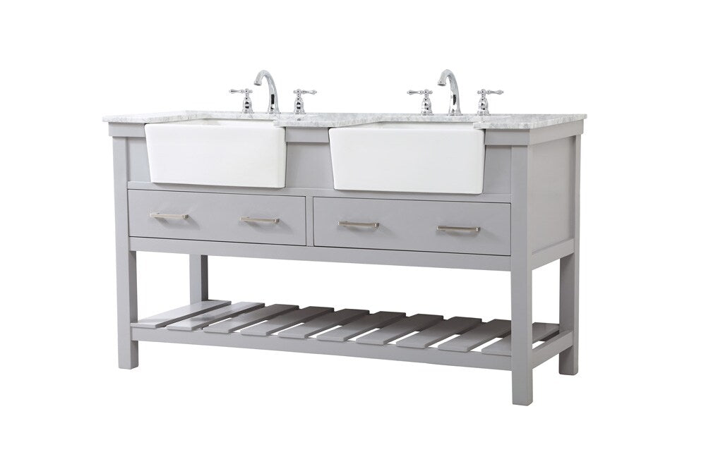 Elegant Furniture & Lighting - Clement 60 inch double bathroom vanity in grey - VF60160DGR veiw 8