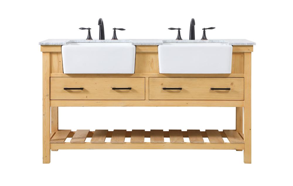 Elegant Furniture & Lighting - Clement 60 inch double bathroom vanity in natural wood - VF60160DNW veiw 1