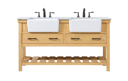 Elegant Furniture & Lighting - Clement 60 inch double bathroom vanity in natural wood - VF60160DNW veiw 1