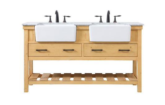 Elegant Furniture & Lighting - Clement 60 inch double bathroom vanity in natural wood - VF60160DNW veiw 1