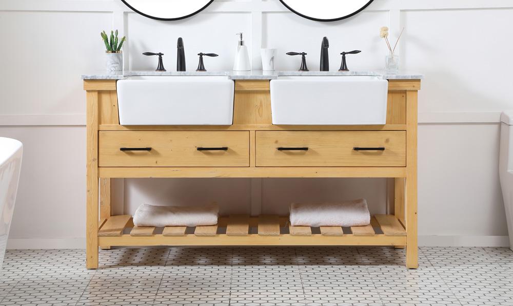 Elegant Furniture & Lighting - Clement 60 inch double bathroom vanity in natural wood - VF60160DNW veiw 2