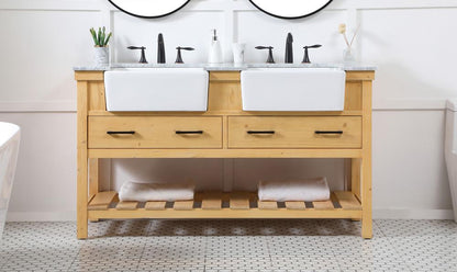 Elegant Furniture & Lighting - Clement 60 inch double bathroom vanity in natural wood - VF60160DNW veiw 2