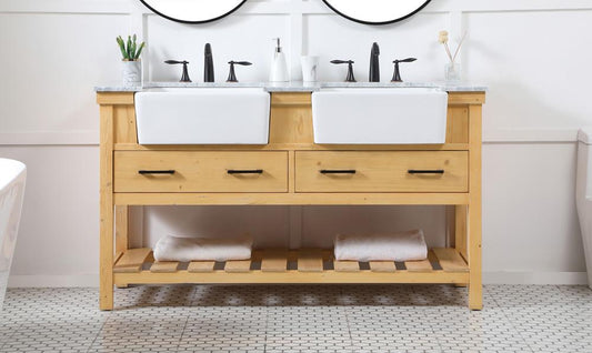 Elegant Furniture & Lighting - Clement 60 inch double bathroom vanity in natural wood - VF60160DNW veiw 2