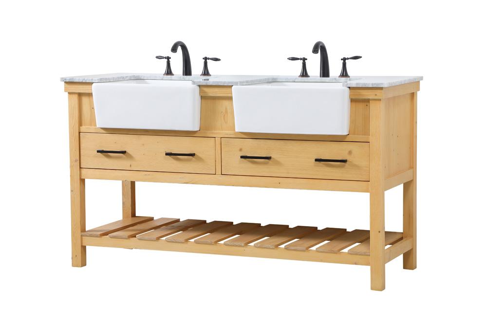Elegant Furniture & Lighting - Clement 60 inch double bathroom vanity in natural wood - VF60160DNW veiw 8