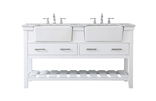 Elegant Furniture & Lighting - Clement 60 inch double bathroom vanity in white - VF60160DWH veiw 1