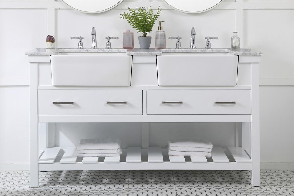 Elegant Furniture & Lighting - Clement 60 inch double bathroom vanity in white - VF60160DWH veiw 2