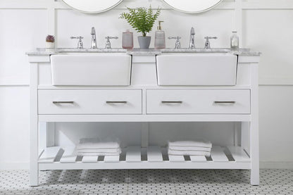 Elegant Furniture & Lighting - Clement 60 inch double bathroom vanity in white - VF60160DWH veiw 2