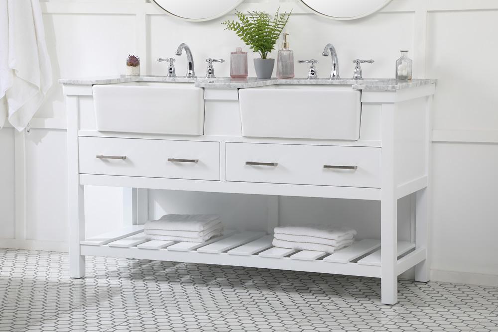 Elegant Furniture & Lighting - Clement 60 inch double bathroom vanity in white - VF60160DWH veiw 3