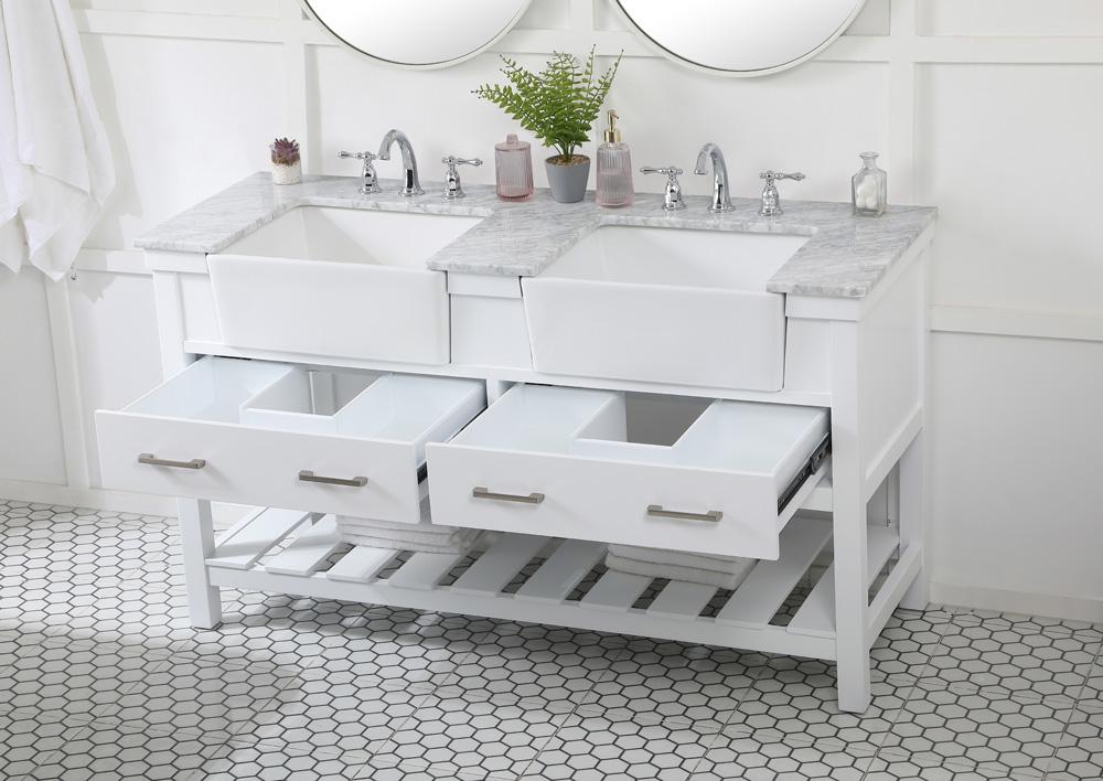 Elegant Furniture & Lighting - Clement 60 inch double bathroom vanity in white - VF60160DWH veiw 4