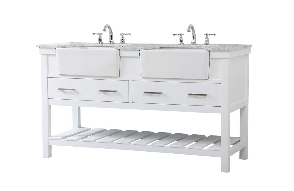 Elegant Furniture & Lighting - Clement 60 inch double bathroom vanity in white - VF60160DWH veiw 8