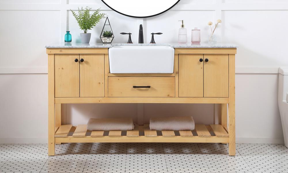 Elegant Furniture & Lighting - Clement 60 inch Single bathroom vanity in natural wood - VF60160NW veiw 2