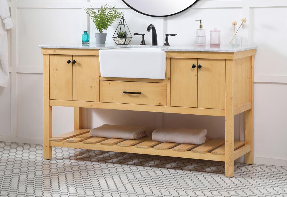 Elegant Furniture & Lighting - Clement 60 inch Single bathroom vanity in natural wood - VF60160NW veiw 3