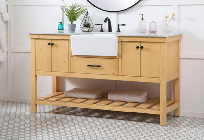 Elegant Furniture & Lighting - Clement 60 inch Single bathroom vanity in natural wood - VF60160NW veiw 3