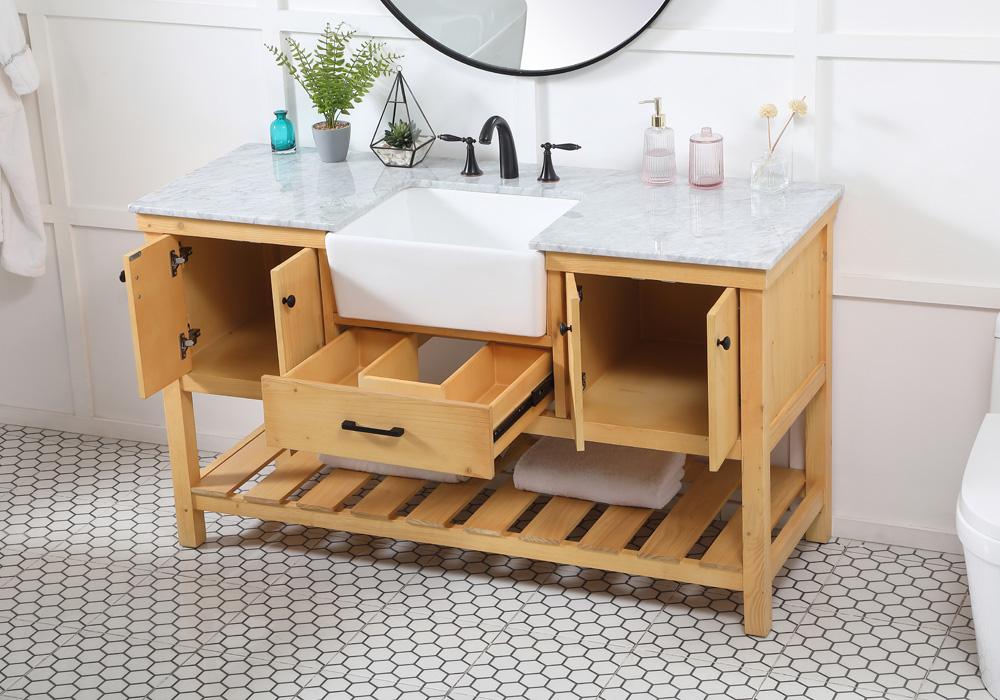 Elegant Furniture & Lighting - Clement 60 inch Single bathroom vanity in natural wood - VF60160NW veiw 4