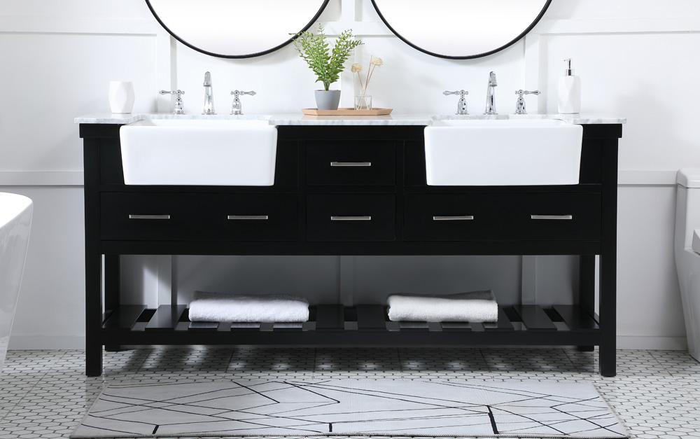 Elegant Furniture & Lighting - Clement 72 inch double bathroom vanity in black - VF60172DBK veiw 2