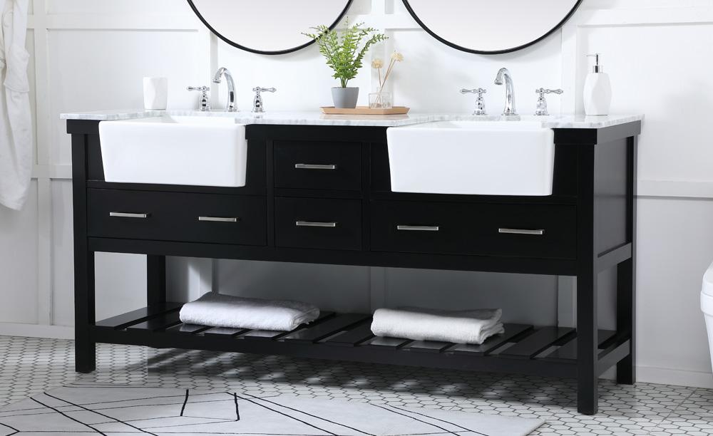 Elegant Furniture & Lighting - Clement 72 inch double bathroom vanity in black - VF60172DBK veiw 3