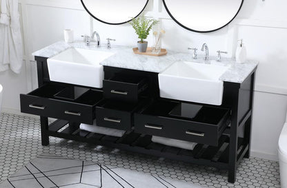 Elegant Furniture & Lighting - Clement 72 inch double bathroom vanity in black - VF60172DBK veiw 4