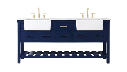 Elegant Furniture & Lighting - Clement 72 inch double bathroom vanity in blue - VF60172DBL veiw 1