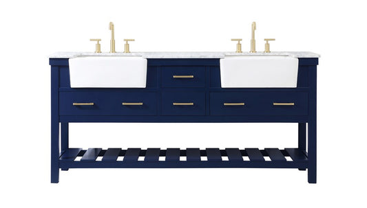 Elegant Furniture & Lighting - Clement 72 inch double bathroom vanity in blue - VF60172DBL veiw 1