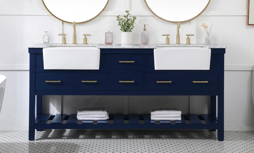 Elegant Furniture & Lighting - Clement 72 inch double bathroom vanity in blue - VF60172DBL veiw 2