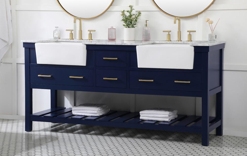 Elegant Furniture & Lighting - Clement 72 inch double bathroom vanity in blue - VF60172DBL veiw 3