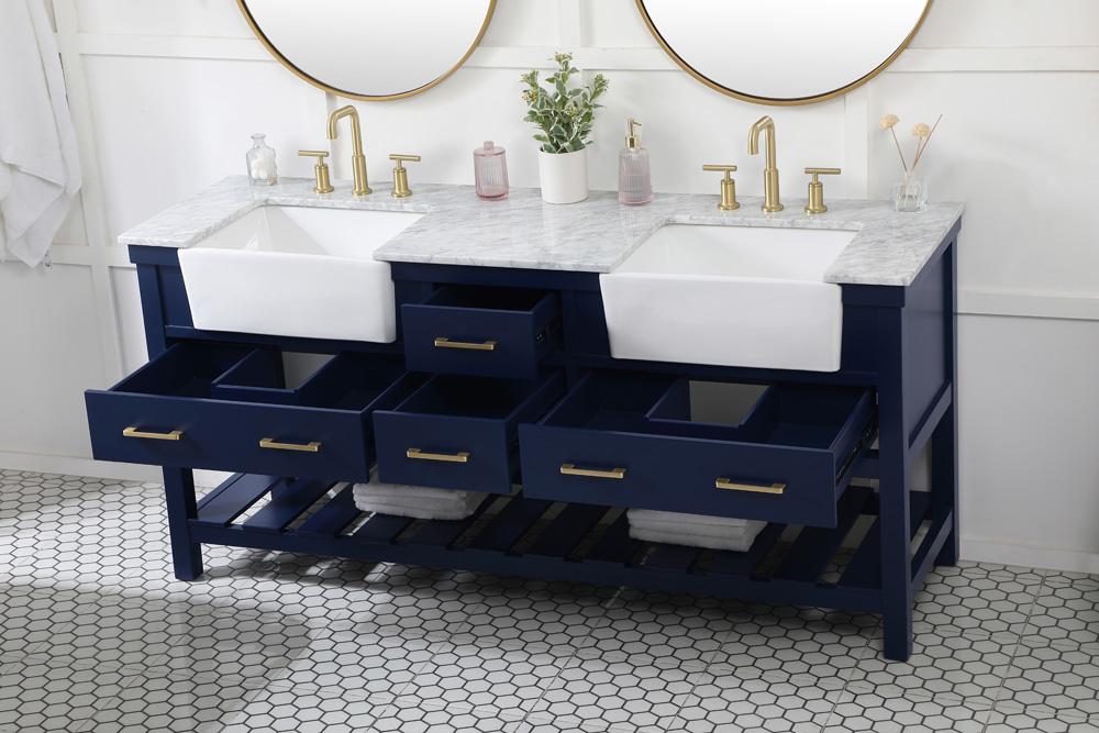 Elegant Furniture & Lighting - Clement 72 inch double bathroom vanity in blue - VF60172DBL veiw 4