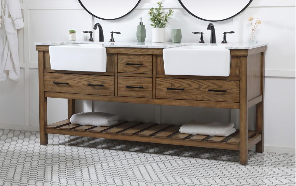 Elegant Furniture & Lighting - Clement 72 inch double bathroom vanity in driftwood - VF60172DDW veiw 3