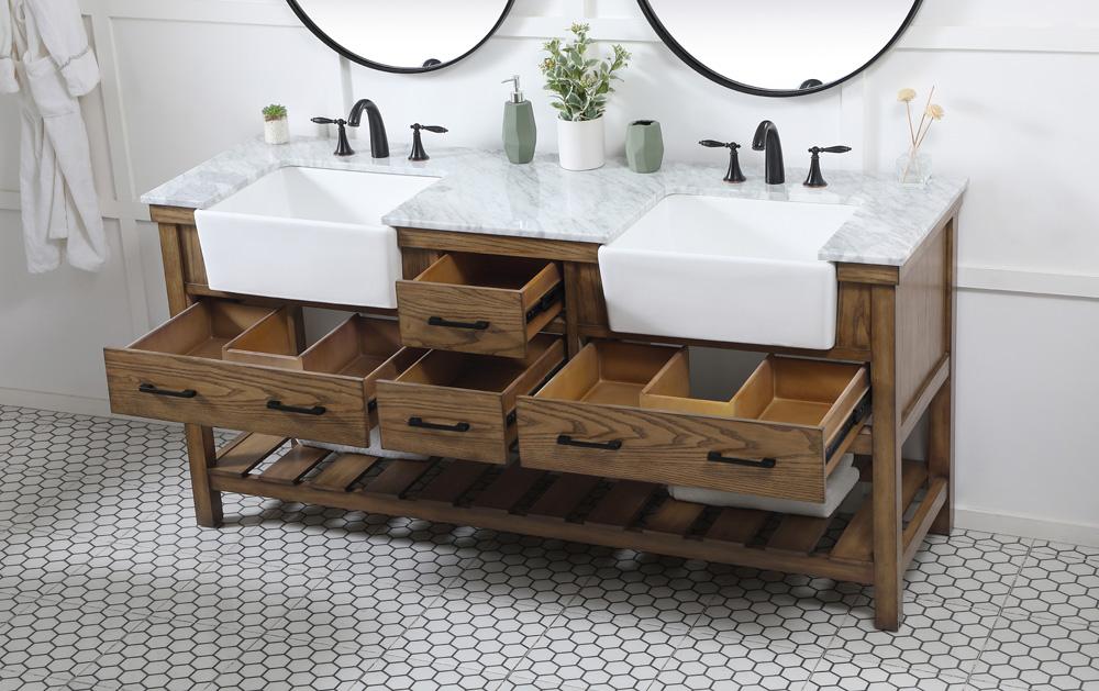 Elegant Furniture & Lighting - Clement 72 inch double bathroom vanity in driftwood - VF60172DDW veiw 4