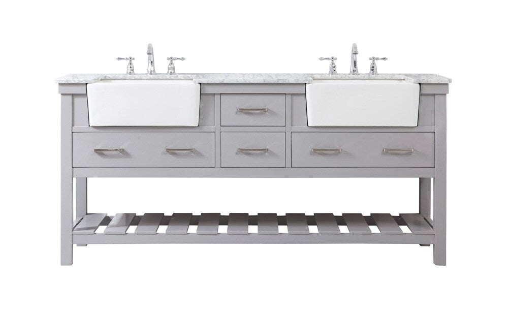 Elegant Furniture & Lighting - Clement 72 inch double bathroom vanity in grey - VF60172DGR veiw 1