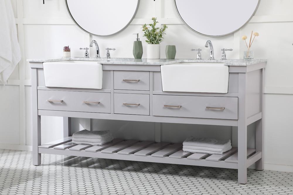 Elegant Furniture & Lighting - Clement 72 inch double bathroom vanity in grey - VF60172DGR veiw 3