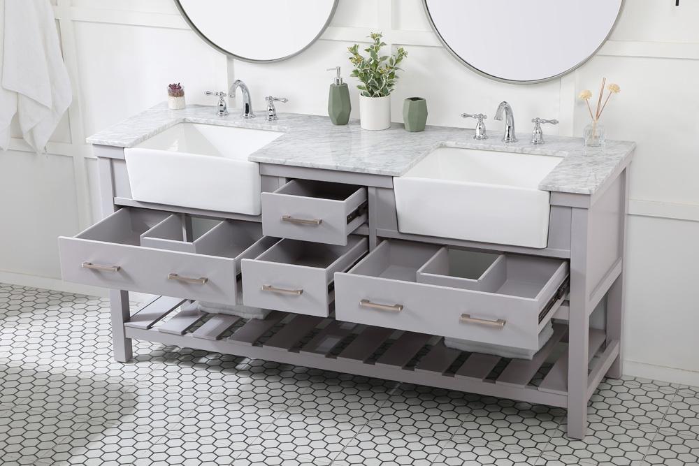 Elegant Furniture & Lighting - Clement 72 inch double bathroom vanity in grey - VF60172DGR veiw 4