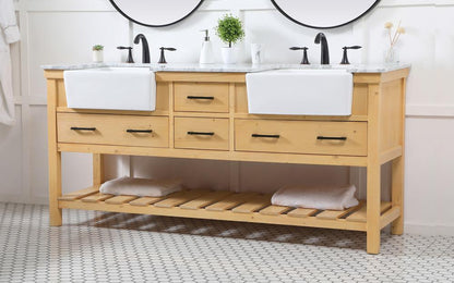 Elegant Furniture & Lighting - Clement 72 inch double bathroom vanity in natural wood - VF60172DNW veiw 3
